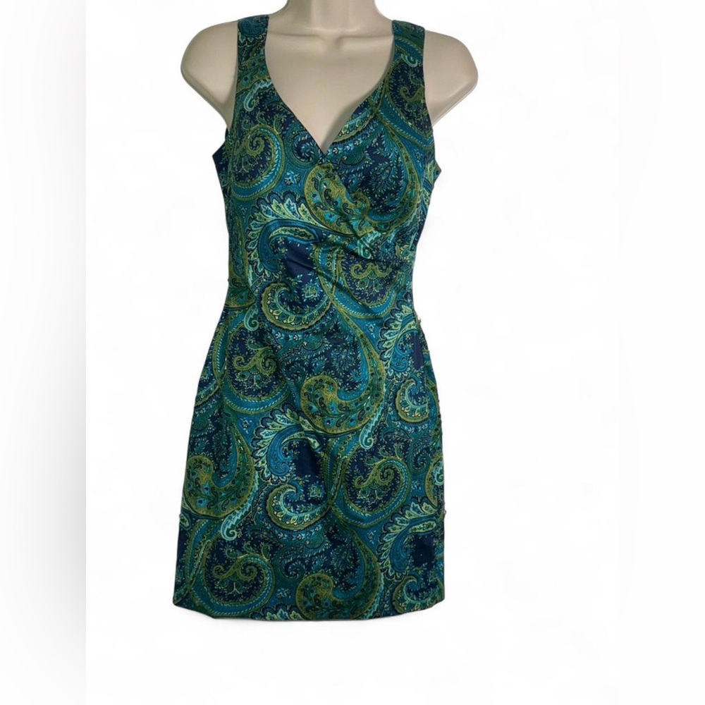 Y2K fairy beaded green and blue Paisley Print Dress